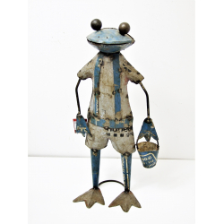 Żaba z wiaderkiem figurka metalowa stojąca 49cm